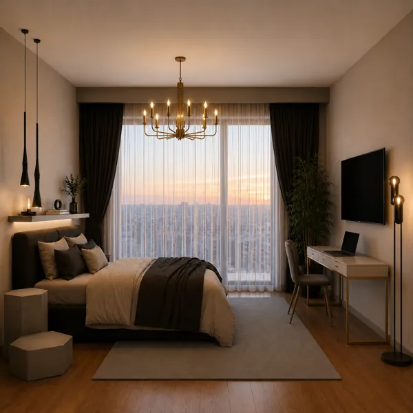 Luxury Bedroom Scene 3D back