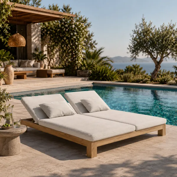 Modern Double Outdoor Chaise Lounge back