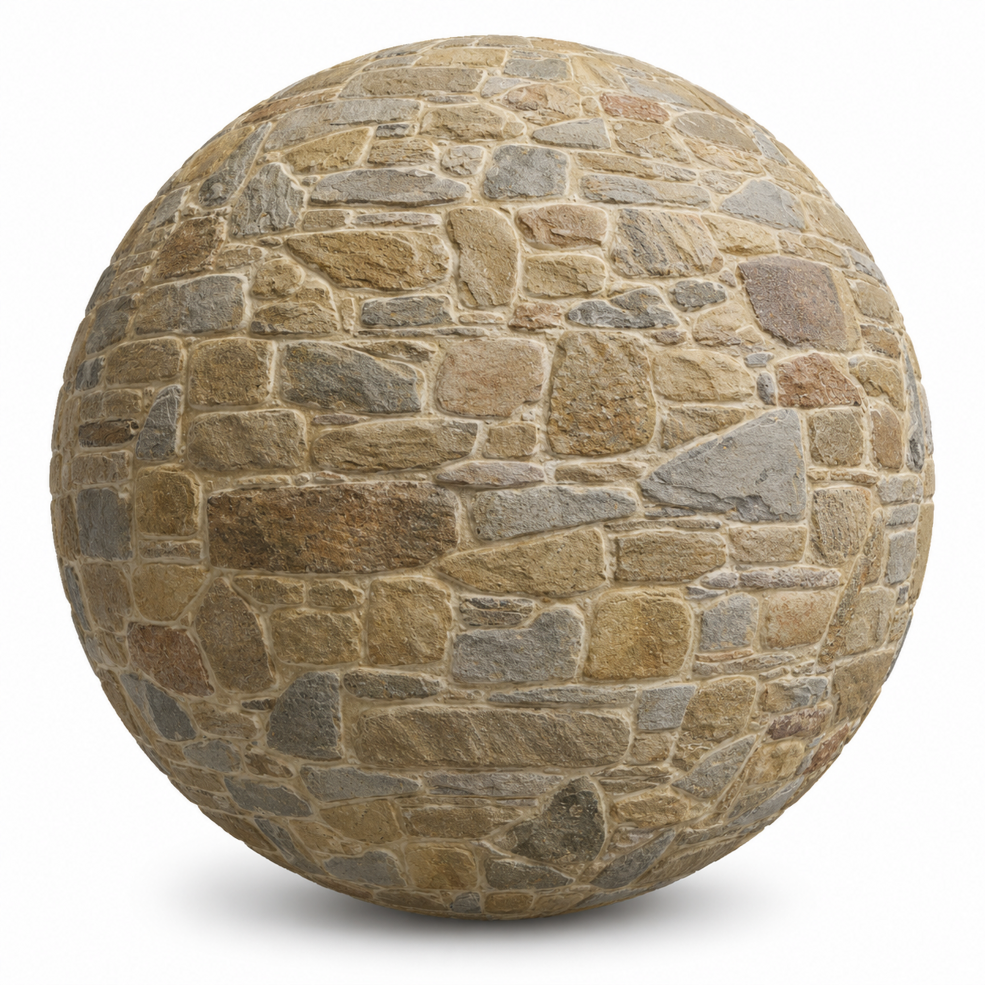 Beige Stone Wall – Mixed Irregular Masonry