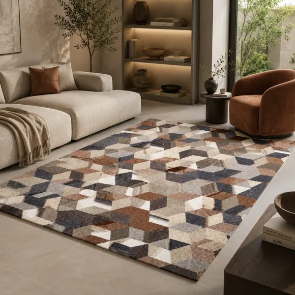 Geometric Area Rug 3D back