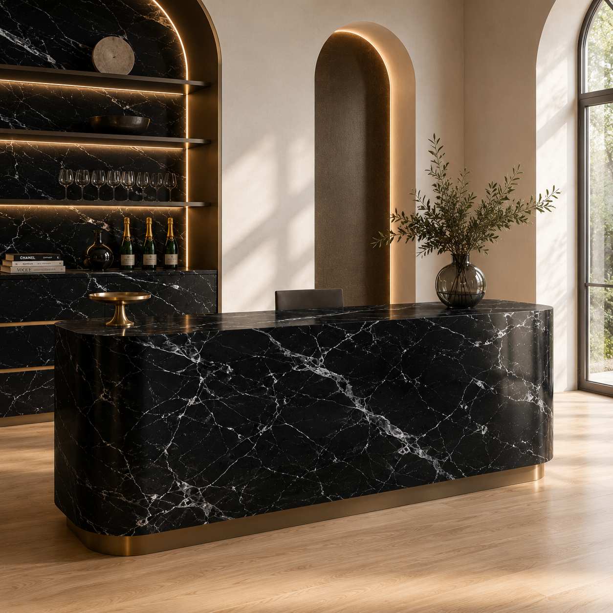 Black Marble – Broad Silver White Fracture Veins 2