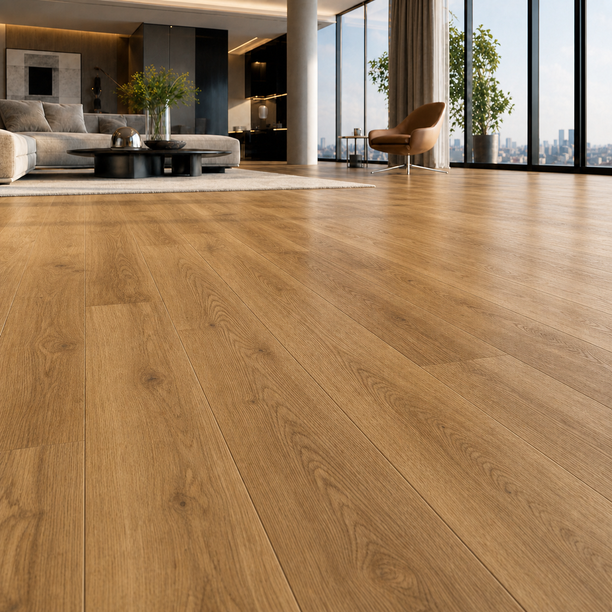 Warm Caramel-Brown Long Plank Wood Parquet 2