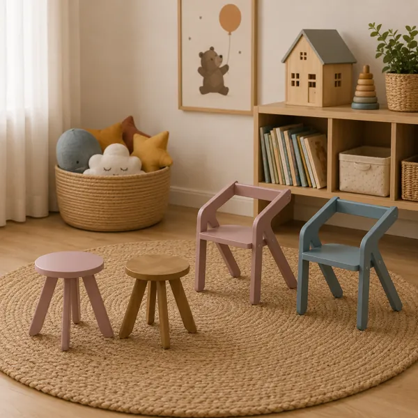 Kids Chair and Stool Set back