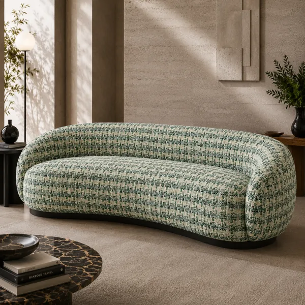 Green Bouclé Woven Fabric Texture back