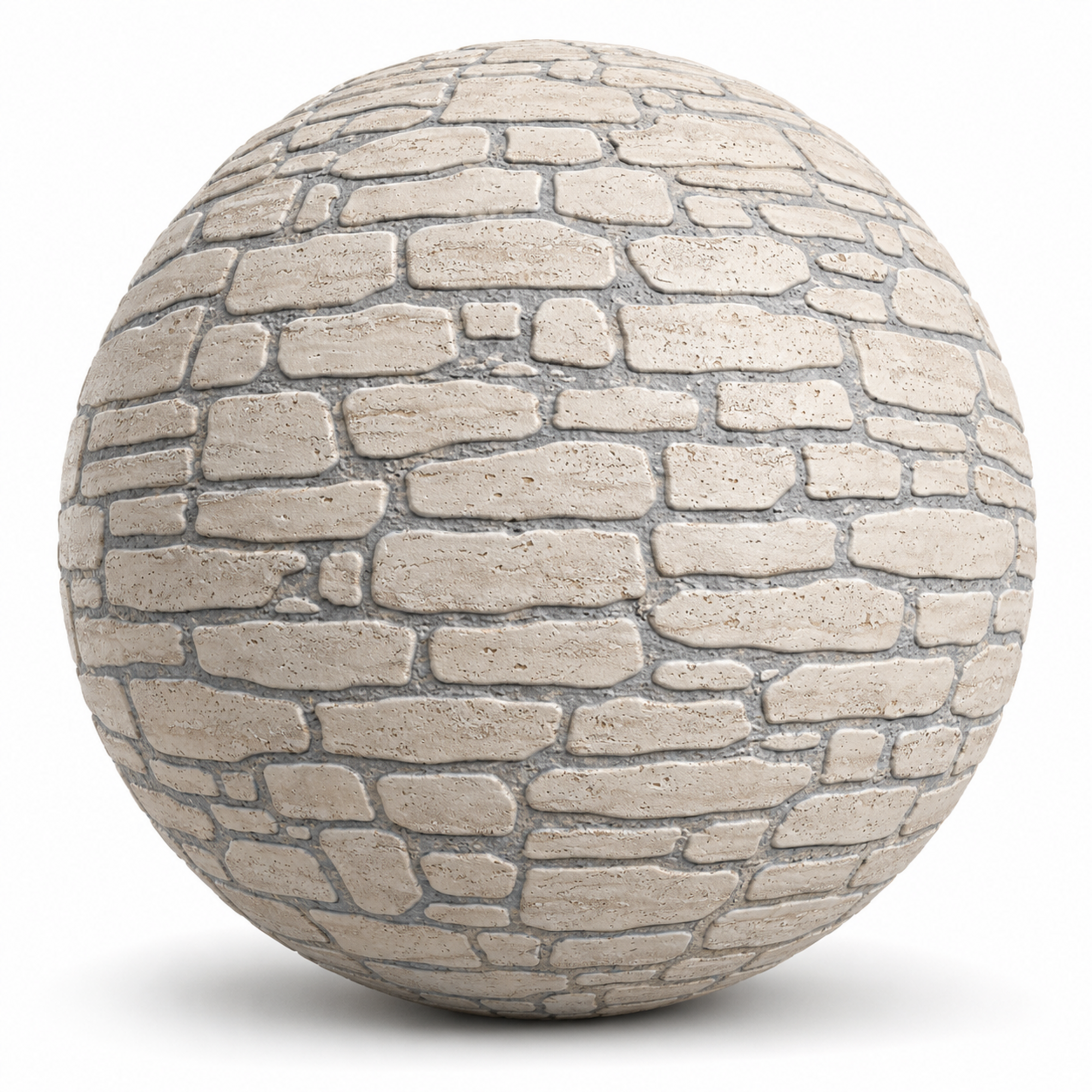 Ivory Stone Wall – Rounded Blocks with Gray Mortar 1