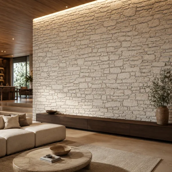 Cream Travertine Ledgestone Wall Texture back