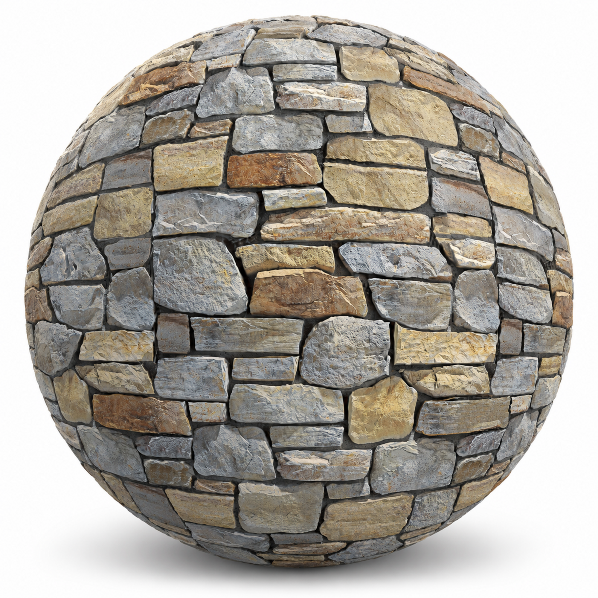 Gray Beige Mixed Rough Stone Wall