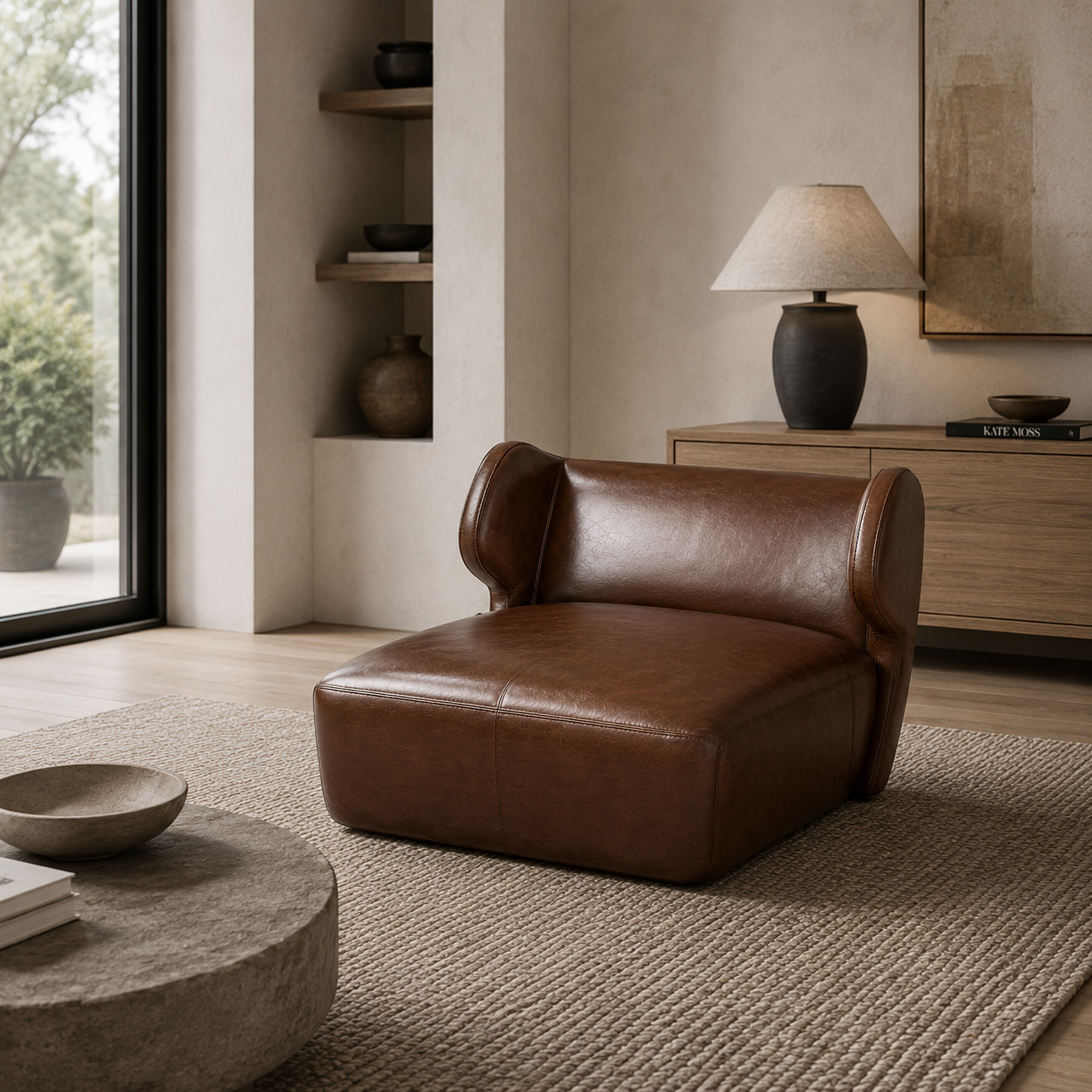 Curved Leather Lounge Chair 4