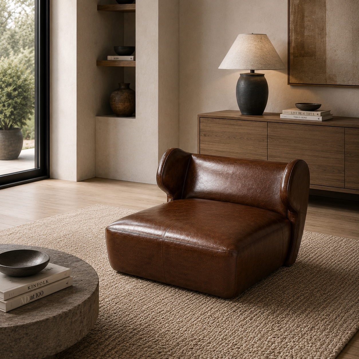 Curved Leather Lounge Chair 2