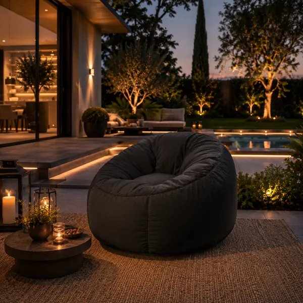 Modern Black Bean Bag Chair back