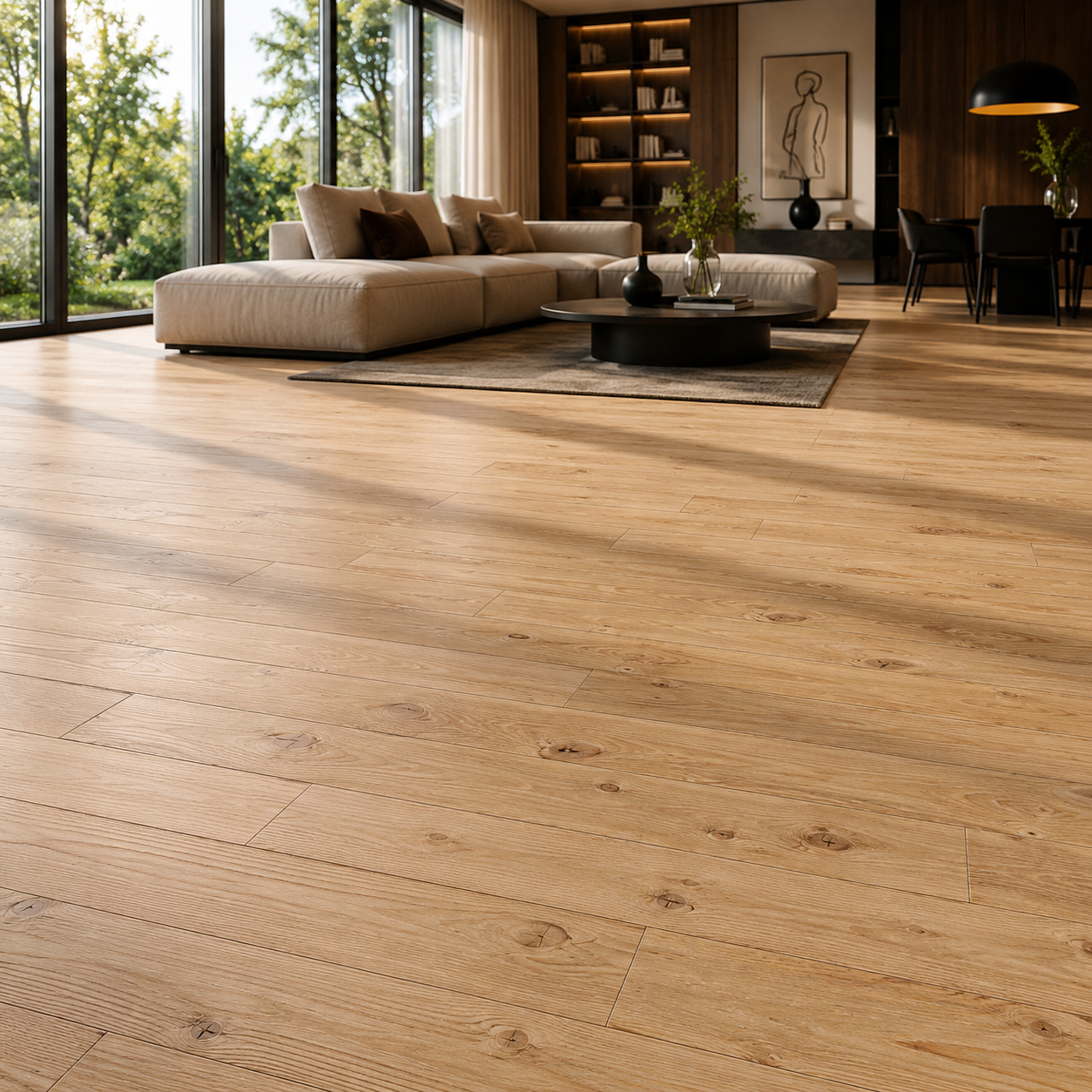 Warm Honey Knotty Wood Plank Parquet 2