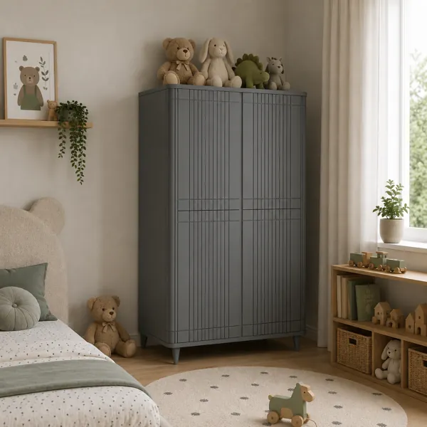 Modern Slatted Kids Wardrobe back