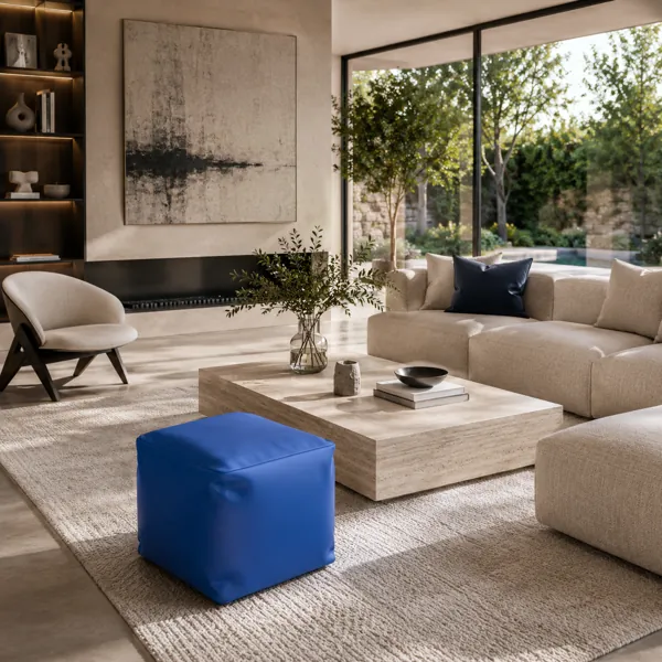 Blue Cube Pouf back