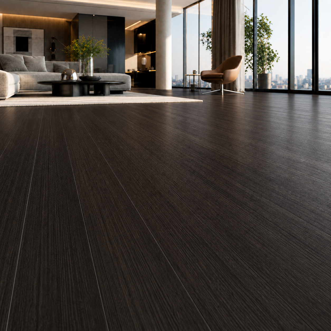 Espresso Black-Brown Fine Grain Wood Parquet 2