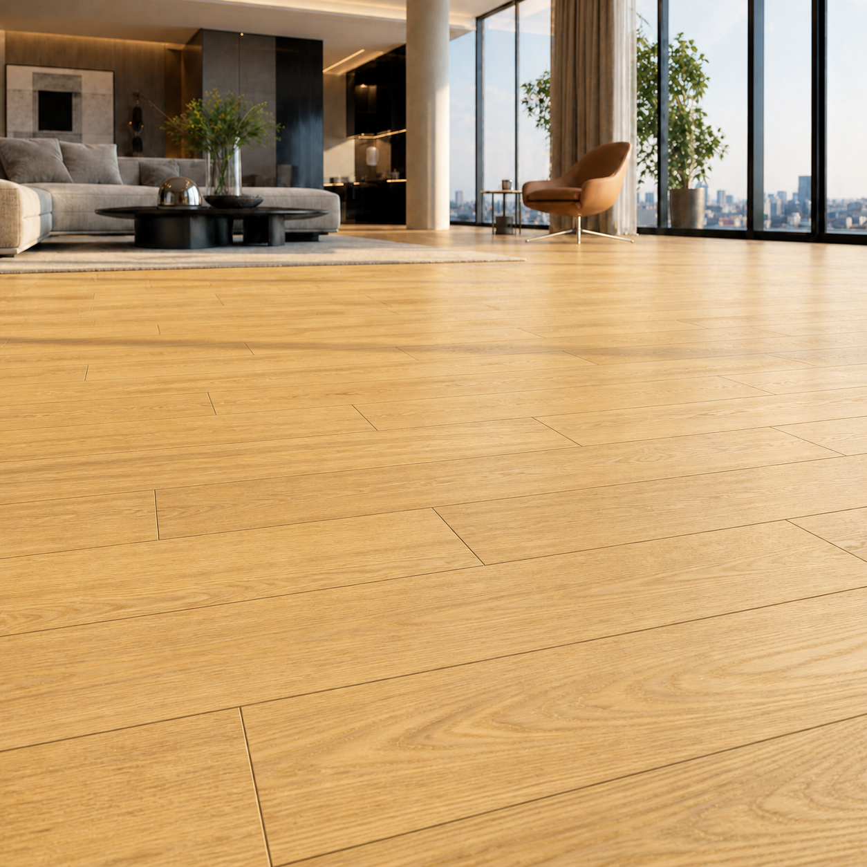 Golden Honey Long-Plank Wood Parquet 2