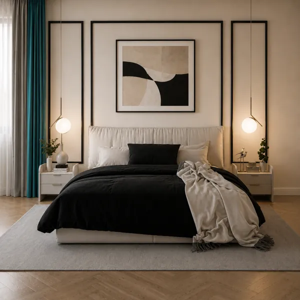 Modern Bedroom Scene 3D back