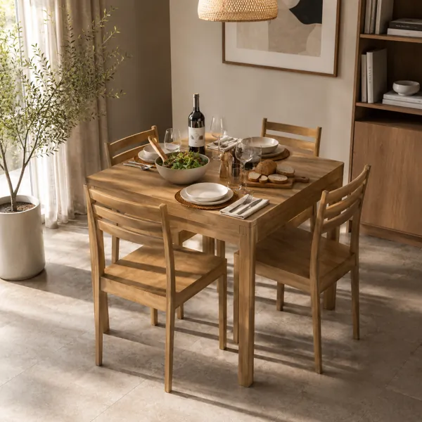 Wood Dining Table Set back