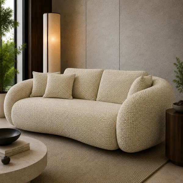 Cream Linen Fabric Texture back
