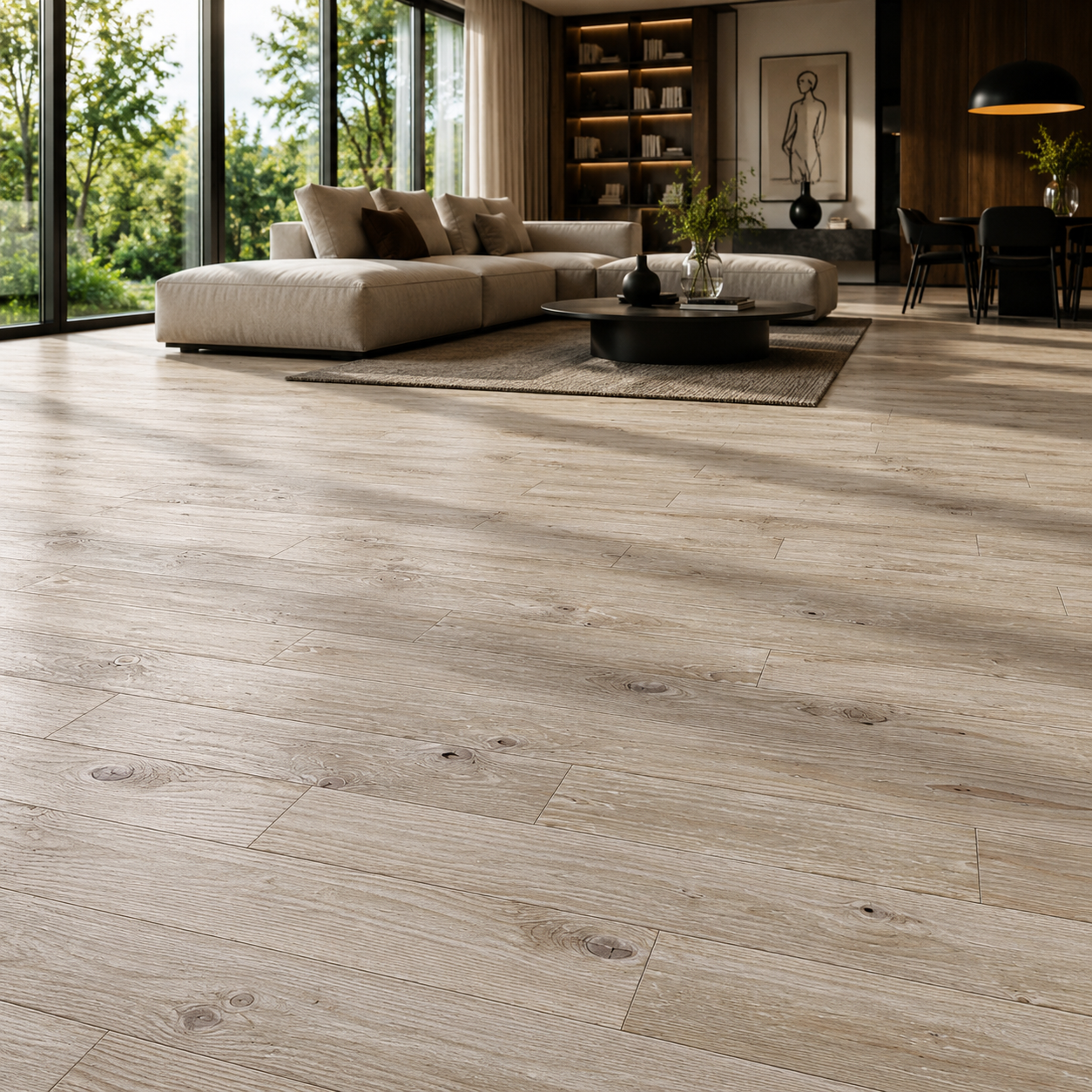 Pale Beige Washed Knotty Wood Parquet 2