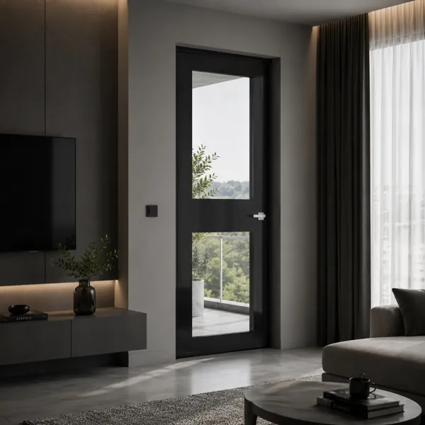 Modern Glass Panel Interior Door back