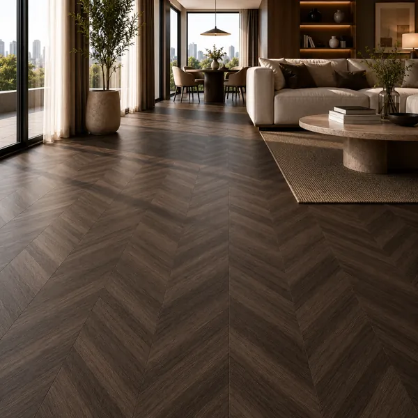 Dark Chevron Wood Parquet back