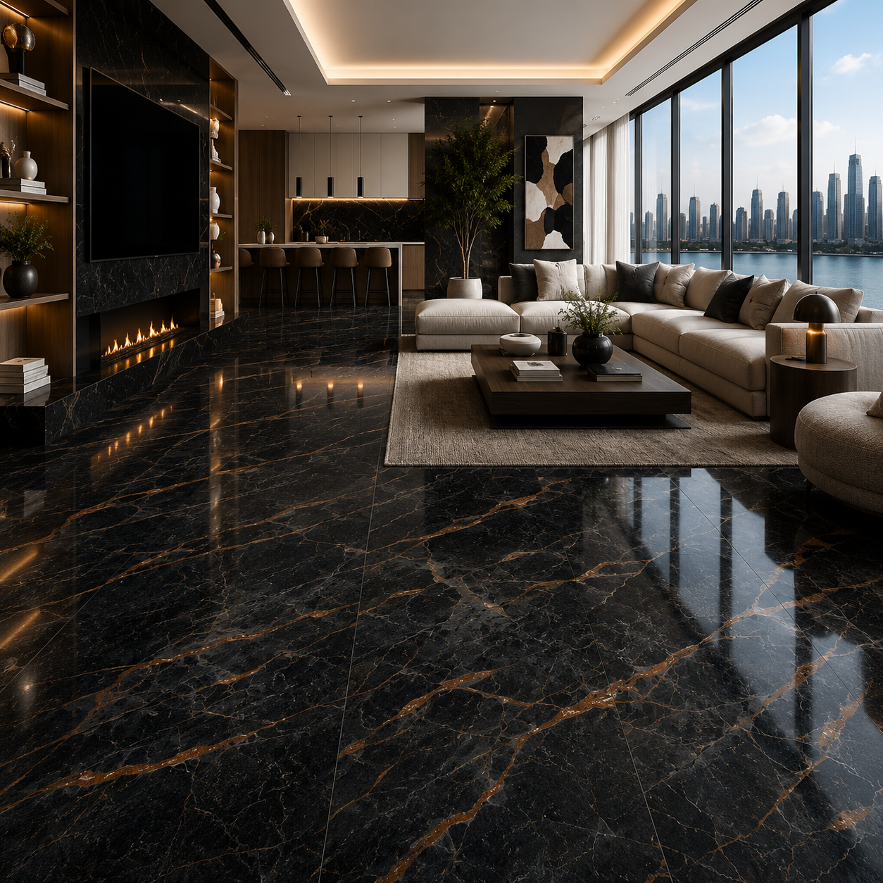 Black Copper Veined Ceramic Texture 2