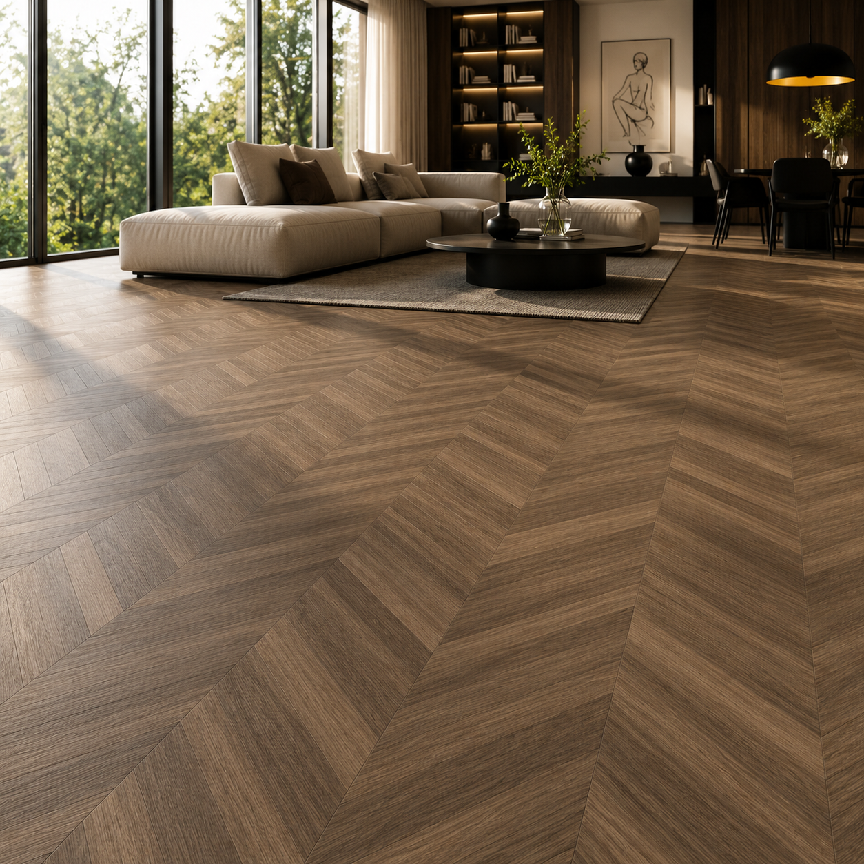 Medium Brown Chevron Wood Parquet 2